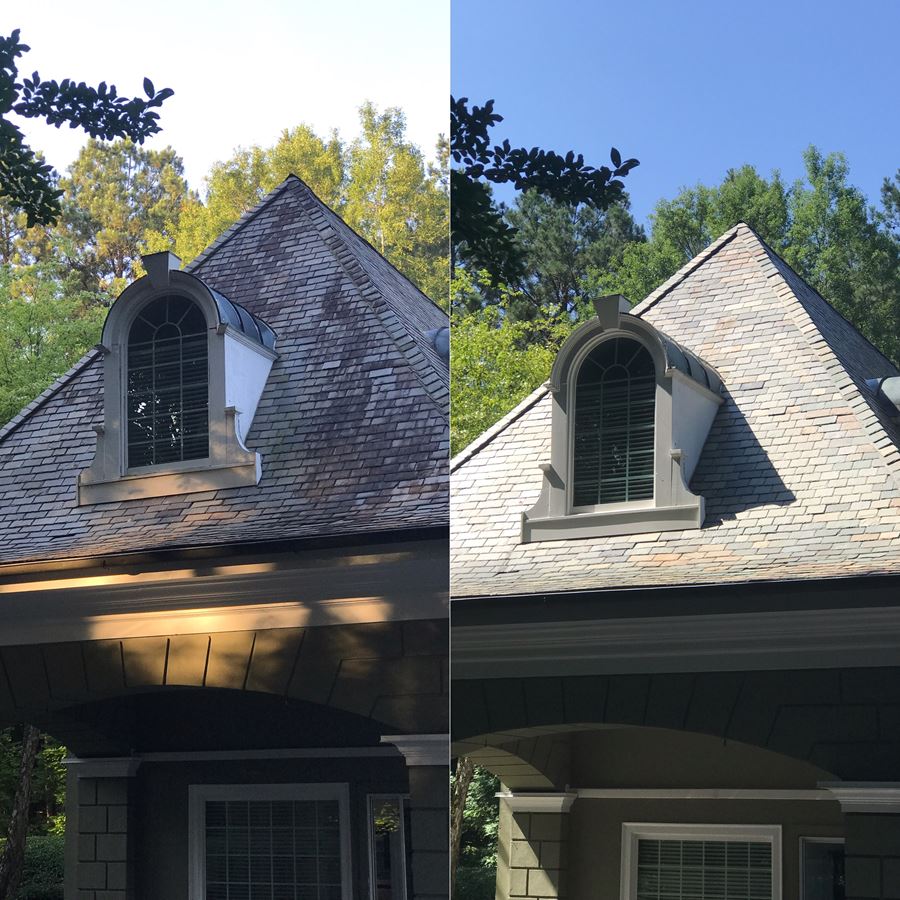 Slate Roof Cleaning of St. Ives County Club in Johns Creek, GA